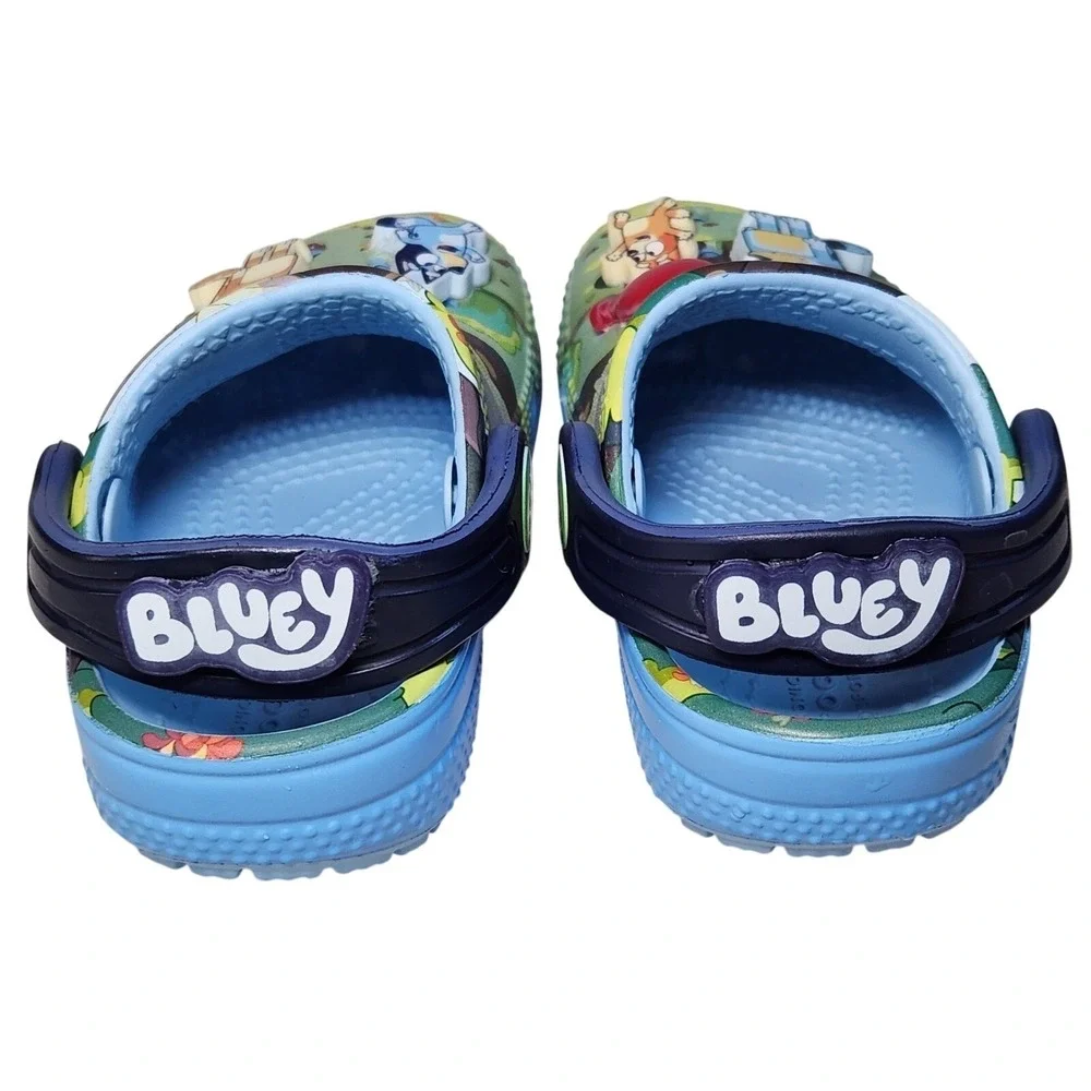 CROCS Classic Clogs Toddler C5 Bluey Character Slip‎ on Shoes Blue Green Jibitz